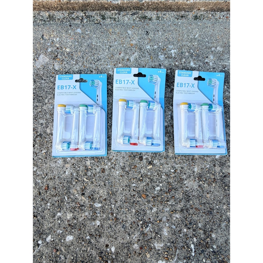 12 Pack EB17-X Replacement Toothbrush Heads for Leading Electric Brands 3x4 Pack